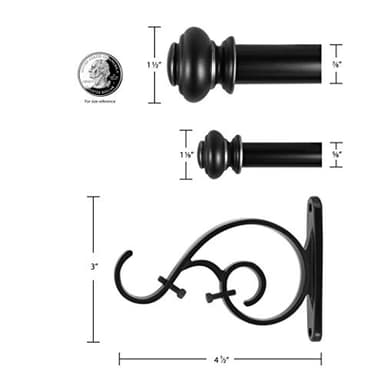 Decopolitan Urn Telescoping Double Drapery Rod Set, 36-72", Antique Silver - Image 3