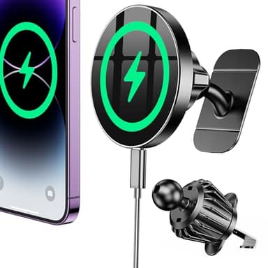 Coolpow for Magsafe Car Mount Charger【100% Stable】 15W Magsafe Car Charger Magnetic Phone Holders for Your Car Accessories for Women Men Car Phone Holder Wireless Car Charger for iPhone 17 16 15 14 13 - Image 1