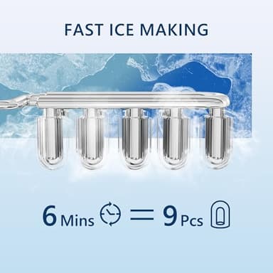 Countertop Ice Maker, 9 Ice Cubes in 6 Minutes 2 Sizes, 22Lbs/24H, Pebble Portable Ice Machine with Ice Scoop, Self-Cleaning, One-Click Operation, for Kitchen - Image 2