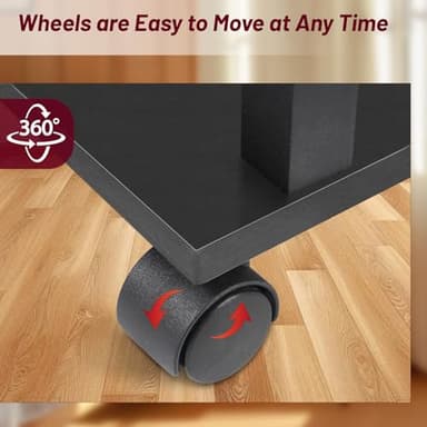 DGSANDGO Side Table with Charging Station and Drawer, Narrow End Table with USB Ports and Outlets for Small Space, Living Room, Bedroom and Office, with 4 Wheels (1, Black) - Image 8