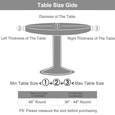 misaya Round Fitted Tablecloth with Elastic Edge, 100% Waterproof Oil Proof Plastic Table Cover, Vinyl Flannel Backed Tablecloth Fits 36"-44" Round Tables for Dinner, Outdoor, Picnic, Flowers - Image 7