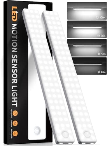 Under Cabinet Lighting, Motion Sensor Light Indoor, USB Rechargeable Battery Operated with Magnetic Closet, Kitchen, Counter, Motion-Activated Auto Shut-Off, Eye-Care Gradual Brightness (2-Pack) - Image 1