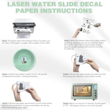 20 Sheets Waterslide Decal Paper LASER CLEAR,8.5X11 Inch Water Slide Transfer Paper Transparent Printable for Tumblers,Ceramics,Plastics,Glasses,DIY - Image 2