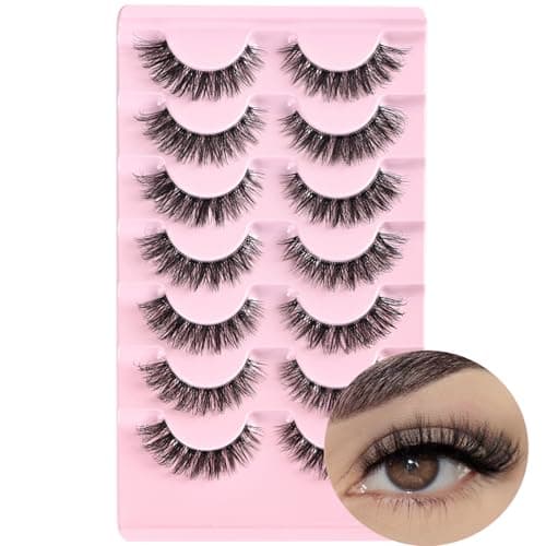 FARRED Cat Eye Lashes Natural Eyelashes Short Wispy Lash Strips Volume False Eyelash Cateye Medium Length Fake Lashes Natural Looking Hybrid Clusters Full Strip Lashes (A1 | 8-14MM) - Image 1