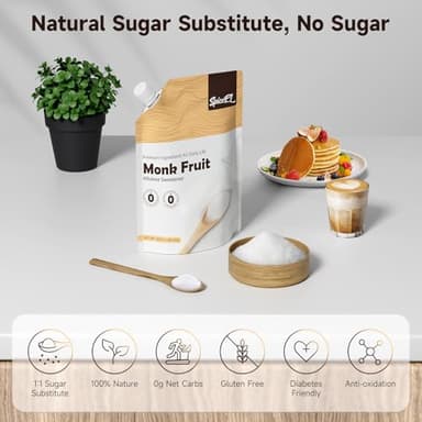SPICEEL Monk Fruit Sweetener with Allulose - White Sugar Substitute, without Erythritol, Coffee, Tea, Gluten Free, Vegan, Sugar Replacement (1lb) - Image 2