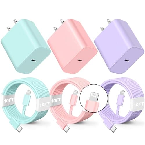 BUSFUL Compatible with iPhone Charger Fast Charging, [3Pack 10FT] 20W PD USB C Wall Charger Block with Type C to Lighting Cable Compatible with iPhone 14/13/12 Pro Max/11/XS/XR/X/8/Plus - Image 1