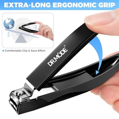 DRMODE Nail Clippers for Men with Catcher, Anti Splash Self-Collecting Finger Nail Clippers Adult with Ergonomics Long Handle, Heavy Duty Mess Free Toenail Clippers Nail Cutter Unique Gifts for Women - Image 2