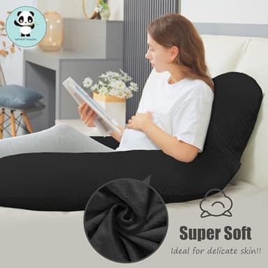 HIPHOP PANDA U-Shaped Pregnancy Pillow for Sleeping - Full Body Maternity Support Pillow with Removable Cover - Comfort for Back, HIPS, Legs, Belly - 57 Inch for Pregnant Women, Black - Image 3