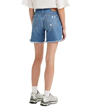 Levi's Women's 501 Mid Thigh Short, Medium Indigo Destructed, 26 - Image 3