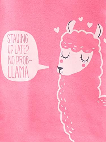 Simple Joys by Carter's Girls' 6-Piece Snug Fit Cotton Pajama Set, Green Strawberries/Pink Flamingo/Rose Llama Print/Navy - Image 2