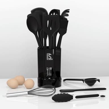 Silicone Cooking Utensils Set - 446°F Heat Resistant Kitchen Utensils,Turner Tongs,Spatula,Spoon,Brush,Whisk,Kitchen Utensil Gadgets Tools Set for Nonstick Cookware,Dishwasher Safe (BPA Free) - Image 6