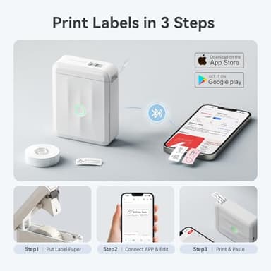 NIIMBOT D110 Upgraded Version Mini Label Maker Machine with 3 Tapes, Portable Bluetooth Thermal Printer, Sticker Labeler with Multiple Templates for Office Organization Home Kitchen School, White - Image 7