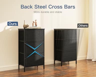 Casaottima Dresser for Bedroom Nightstand, Small Fabric Dresser Chests of Drawers, Closet Organizers and Storage with 3 Drawers, Black - Image 5