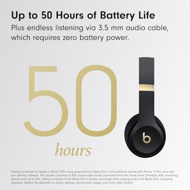 Beats Solo 4 - Wireless Bluetooth On-Ear Headphones, Apple & Android Compatible, Up to 50 Hours of Battery Life - Black & Gold - Image 4
