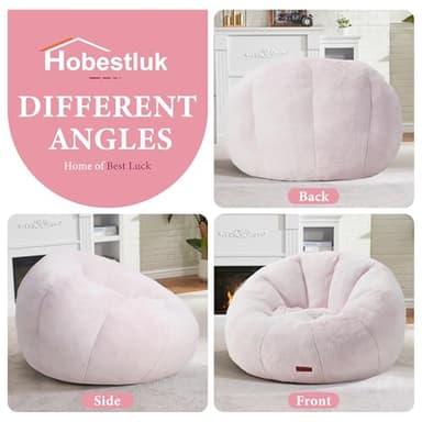 Hobestluk Bean Bag Chairs Large Bean Bag Couch for Adults Stuffed Sofa Chair Comfy Giant Bean Bag Chair with Spacious Design for Reading, Playing or Relaxing (Pink) - Image 8