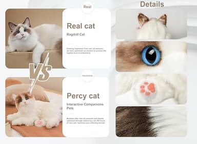Chongker Interactive Companion Robot Cat Pets, Handmade Weighted Stuffed Animals, Cat Plush Toy with Voice Response, Realistic Heartbeat and Purring, Ragdoll Cat - Image 5