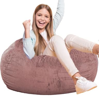 Classic Bean Bag Chair, with Faux Rabbit Fur Cover for Teens and Kids, Memory Foam Bean Bag Chairs, Ultra Soft Faux Fur Fabric, 2.5 feet Round Fluffy Bean Bag Sofa - Image 4