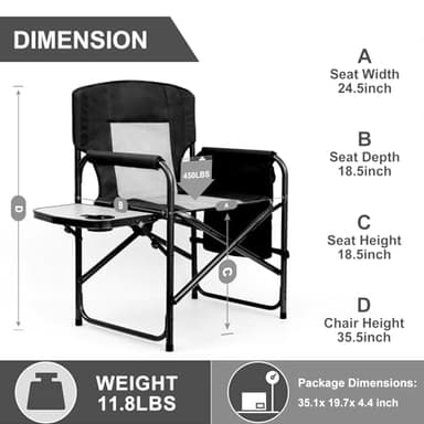 Yestomo Camping Chairs, Folding Chairs for Outside, Directors Chairs Foldable Adults Heavy Duty,Support to 450LBS - Image 7
