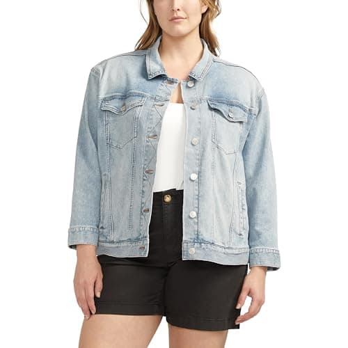 JAG Women's Plus Size Kiara Classic Denim Jacket, Beverly Blue - Image 1