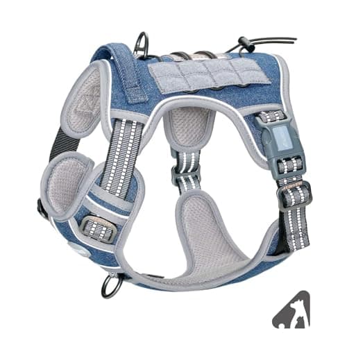 AUROTH Tactical Dog Harness for Small Medium Large Dogs No Pull Adjustable Pet Harness Reflective K9 Working Training Easy Control Pet Vest Military Service Dog Harnesses (M, Denim Blue) - Image 1