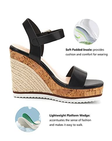 Women's Espadrille Wedge Platform Sandals Open Toe Ankle Buckle Strap Casual Summer Shoes - Image 5
