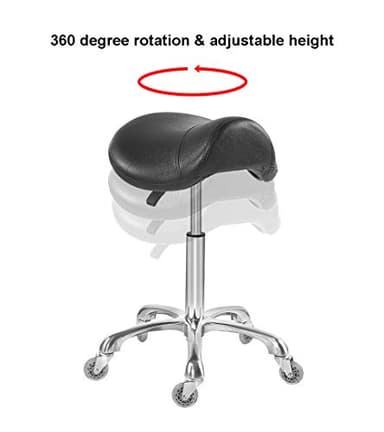 Antlu Saddle Stool Chair for Massage Clinic Spa Salon Cutting, Saddle Rolling Stool with Wheels Adjustable Height (Black) - Image 7