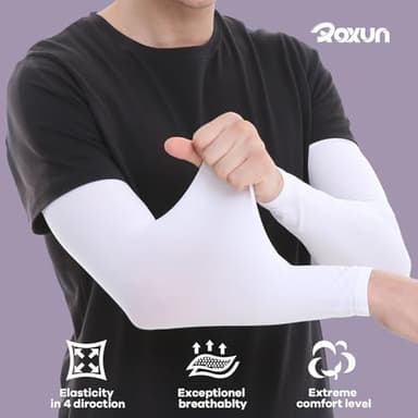 ROXUN 4 Pairs Arm Sleeves, Cooling UV Sun Protection Sports Compression for Men/Women 4 Black - Image 2