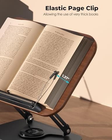 Viozon Book Stand for Reading,Book Holder, Height&Angle Adjustable, 360° Rotating Base, Foldable and Portable, Lightweight for Office, Kitchen, School Textbook, Recipe, Magazine,Kindle,Tablet DW - Image 7