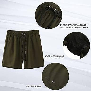HOdo Mens Swim Trunks with Mesh Liner 9" Quick Dry Swim Shorts Bathing Suits for Men Swimwear Board Shorts wiht Pockets ArmyGreen L - Image 7