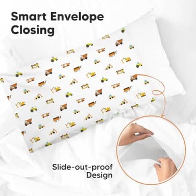 KeaBabies Toddler Pillowcase 13"x18" - Organic Cotton Toddler Pillowcase for Kids, Boys, Girls,Soft & Durable Cotton Cover for Miniature Sleepy Pillows,Cute Colors,Pillow Sold Separately(Construction) - Image 4