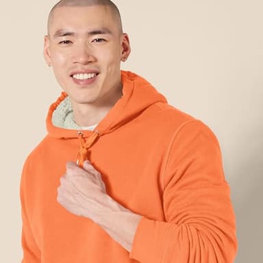 Amazon Essentials Men's Hoodies, Sherpa-Lined Pullover, Orange, Small - Image 4
