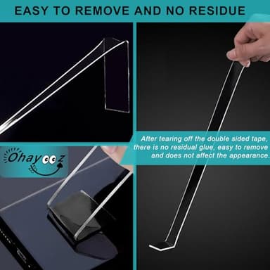 Ohayooz® Extra Strong Double Sided Tape Heavy Duty Removable 10FT, Clear Sticky Adhesive Nano Tape Tough Washable Waterproof Mounting Tape for Hanging Picture, Poster, Carpet, Photo Deco - Image 7