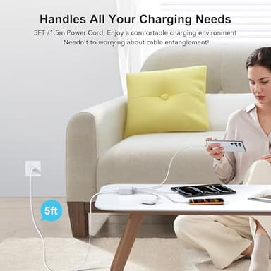 USB C Fast Charger, 100W GaN 6 Port Type C Charging Station Hub Block Cube, USB C Wall Charger Power Strip Adapter Plug for iPad iPhone 17 16 15 14 13 12 Pro Max Pixel Note Galaxy, 5ft Cord - Image 8