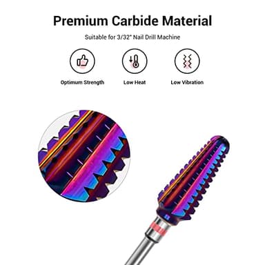 MelodySusie Professional Tornado Nail Drill Bits, 3/32'' Carbide Tungsten Multi-function Bits, Suitable for Manicure Pedicure Cuticle Gel Polishing, Salon Bits, Purple, Series Bit-X, 3XC - Image 2