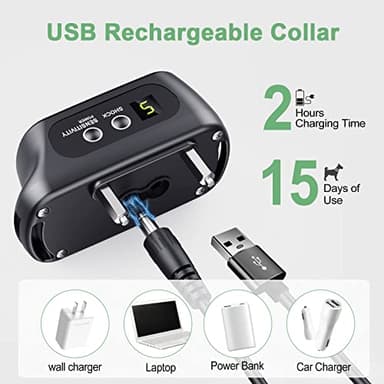 Rechargeable Dog Bark Collar with Beep Vibration and Shock,Anti Barking Collar for Small Medium Large Dogs, Humane Dog Training Device with 5 Adjustable Sensitivity Levels - Image 5