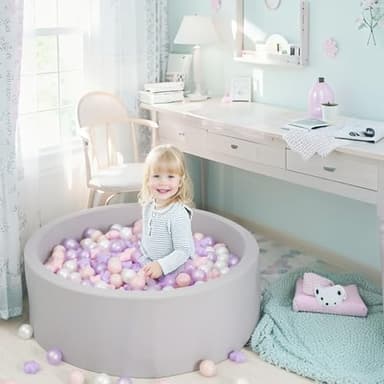 GOGOSO Pink and Purple Star Pit Balls for GirlsToddlers for Playhouse, Baby Pool, Play Ball Fun Centers, for Babies, Kids, Toddlers 1-3, Phthalate Free BPA Free - Image 4