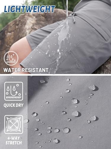TACVASEN Cargo Shorts for Men Quick Dry Hiking Lightweight Golf Workout Fishing Travel Shorts Summer Beach Light Grey 34 - Image 3