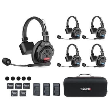 SYNCO XTALK X5 Wireless Intercom Headset System, 2.4GHz Full Duplex Group Talk Coms with 24H 350M/1148FT Real-time Monitoring, Single-Ear-Headsets-for-Communication - Image 1