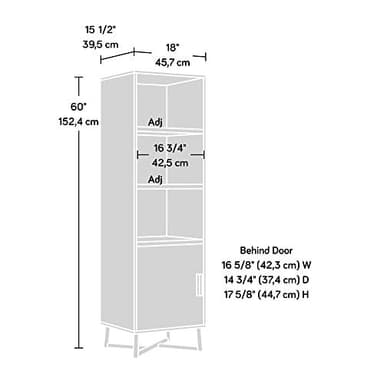 Sauder Canton Lane Industrial 3-Shelf Bookcase with Door/Book Shelf, Brew Oak Finish - Image 6