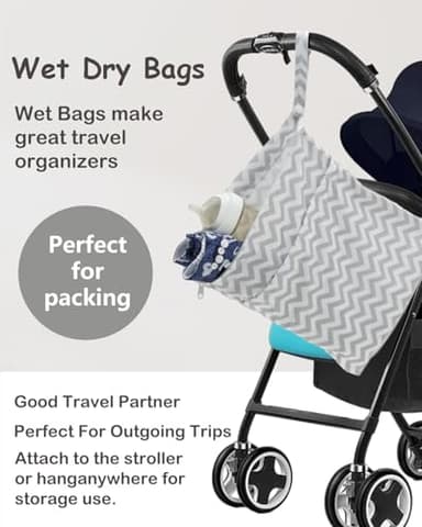 ALVABABY 2pcs Cloth Diaper Wet Dry Bags Waterproof Reusable with Two Zippered Pockets Travel Beach Pool Daycare Soiled Baby Items Yoga Gym Bag for Swimsuits or Wet Clothes L2933 - Image 5
