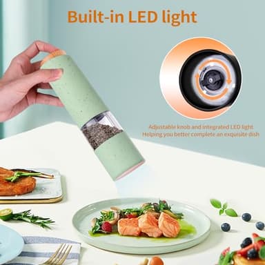 Electric Salt and Pepper Grinder Set - Adjustable Coarseness, Battery-Operated with LED Light, 360° Transparent Design for Kitchen & Outdoor Cooking, Perfect for Home Chefs & Gift Shoppers - Image 6