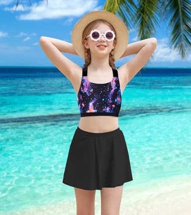 Cutemile Bathing Suit Size 8-9 Girls Jellyfish Swimsuit with Boyshorts Black Tankini UPF 50+ Sleeveless Swimwear 8-9 Years - Image 5