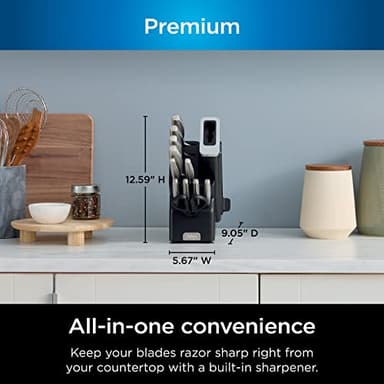 Ninja K62012 Foodi NeverDull Premium 12-Piece German Stainless Steel Knife System with Built-in Sharpener, Stainless Steel/Black - Image 7