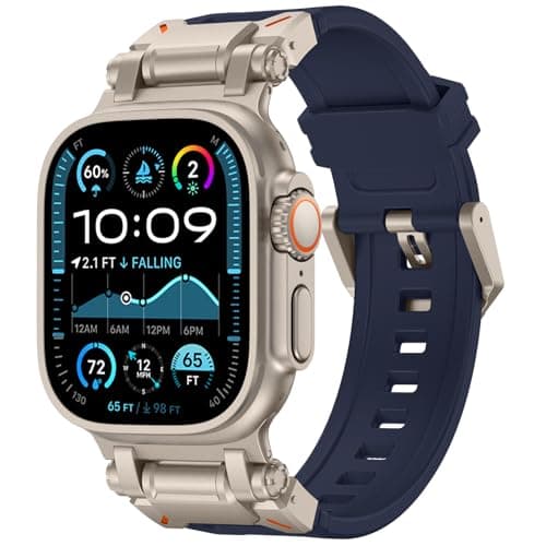 FULLIFE Designed for Apple Watch Band Apple Watch Ultra 3/2/1 49mm for Men, Silicone Rubber Bands with Metal Connector for Apple Watch Series 11/10 46mm, 9/8/7 45mm, SE2/SE 6/5/4 44mm, 3/2/1 42mm - Image 1