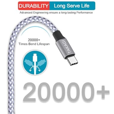 USB C Cable,for iPhone 17 16 15 Pro Max Fast Charger Cord braided USBC to USB C Cable 60W 6ft 3Pack Data Sync Type C Cable for iPhone 15 16Plus/iPad Mini 6,Pro 12.9/MacBook Pro/Air 5/Galaxy S25/S24/23 - Image 3