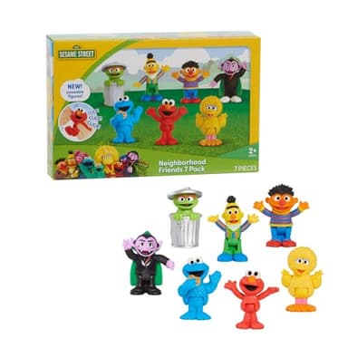 Sesame Street Neighborhood Friends, 7-piece Poseable Figurines, Kids Toys for Ages 2 Up by Just Play - Image 1