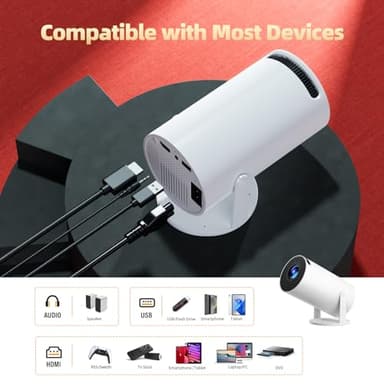 2025 Mini Projector with WiFi and Bluetooth, Portable Projector Full HD 4K Support with Automatic Vertical Keystone Correction 270° Rotation Projector and Android 11.0 Smart Projector - Image 7