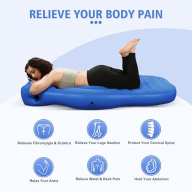 Toggloo Inflatable Full Body Pregnancy Pillow, Full Body Maternity Airbed with Belly Hole for Comfort – Best Prone Sleeping Support for Pregnant Women – Portable, Adjustable & Travel-Friendly, Blue - Image 2