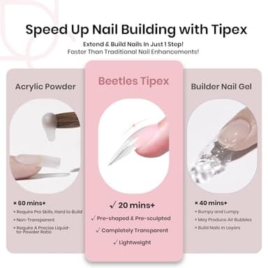 Beetles Tipex Instant Apex Nail Tips 512 Pieces Medium Stiletto Pre-Building and Pre-Etched Strong Thick Acrylic Fake Nails 16 Sizes Press on Nails - Image 4