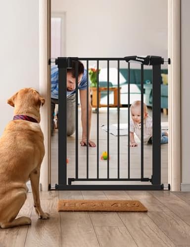 BABELIO 26-28.5 Inch Narrow Easy Install Baby Gate, Auto-Close Pet Gate for Small Stairs and Doorways, NO Drilling Pressure Mounted, NO Extensions, Black - Image 3